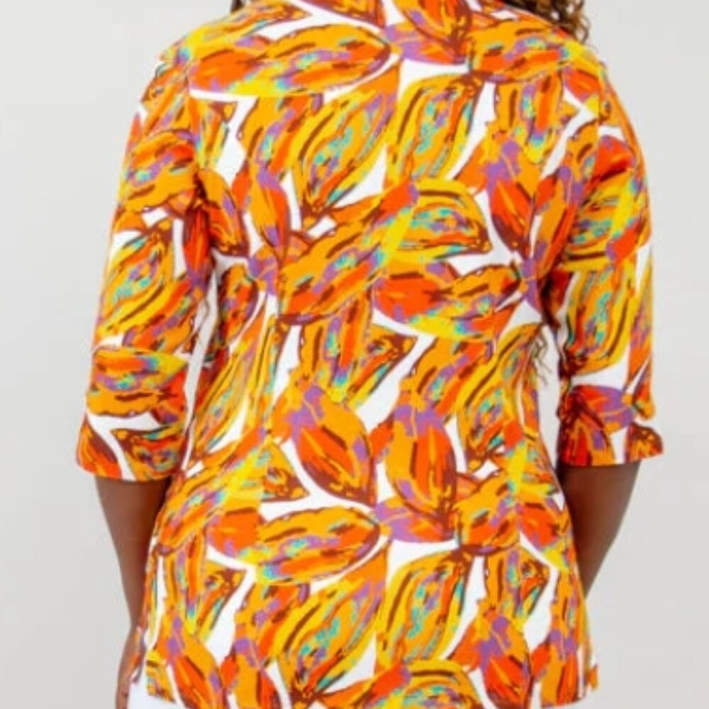 Lorraine Linen-Bamboo Blouse - Orange Crushed! - Picture 13 of 14